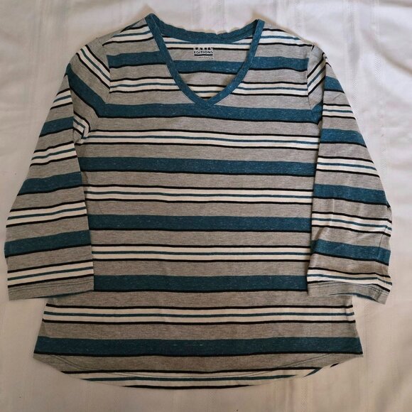 Men's Size Medium Blue/Gray/White & Black Long Sleeve V-Neck - Picture 1 of 8